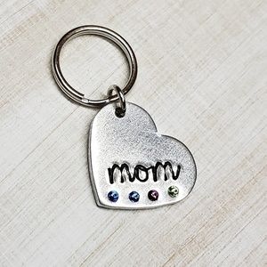 Heart shaped mom keychain with birthstones